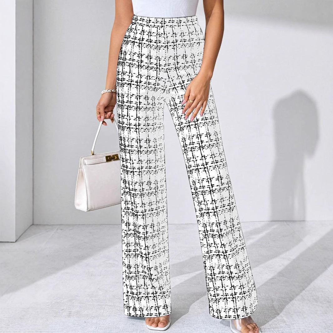 Fashion Casual Plaid Printed Trousers