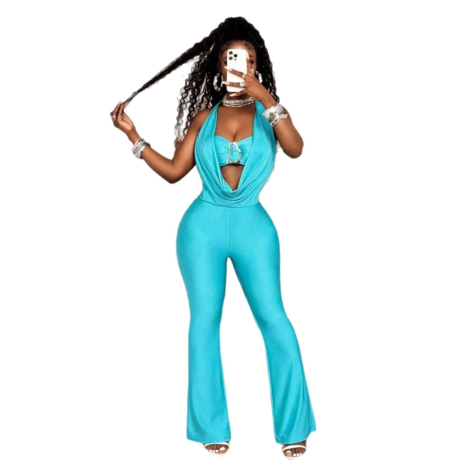 Fashion High-Waist Sleeveless Halter Jumpsuit