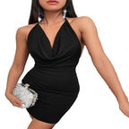 Deep V-neck Dress Temperament Sling Backless Halter Dresses