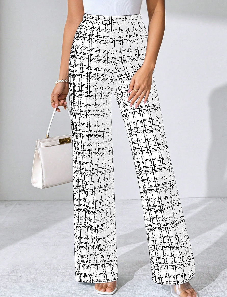 Fashion Casual Plaid Printed Trousers