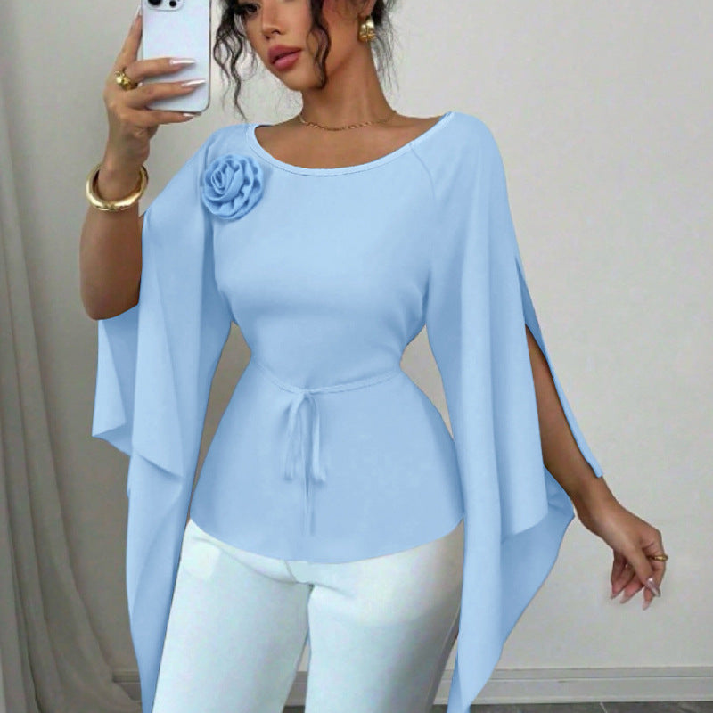 Elegante y con estilo, camisa de manga larga con abertura