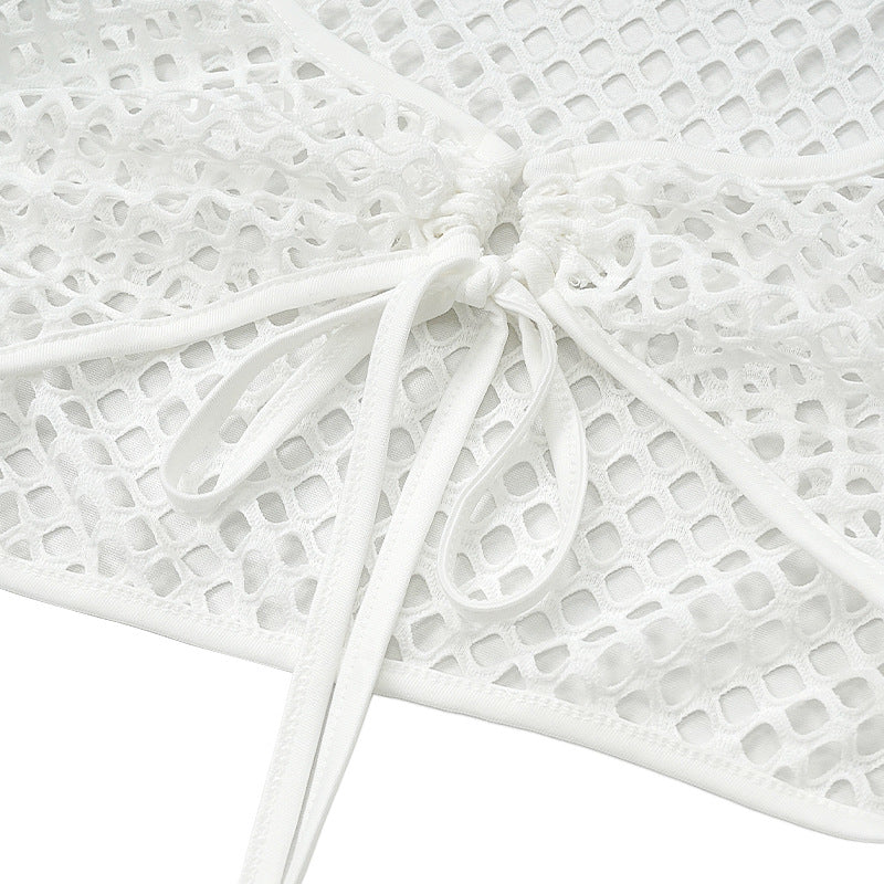 Lace Mesh Casual Knitted Maxi Dress Suit