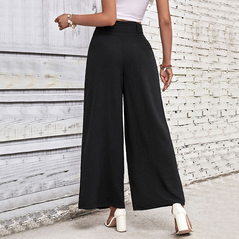 High Waist Wide Leg Casual Trousers