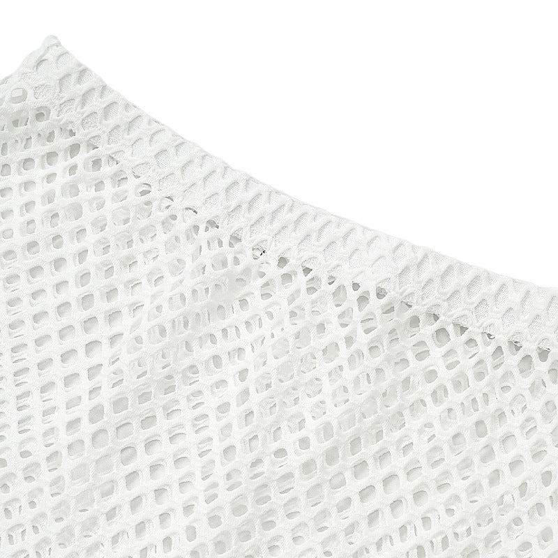 Lace Mesh Casual Knitted Maxi Dress Suit