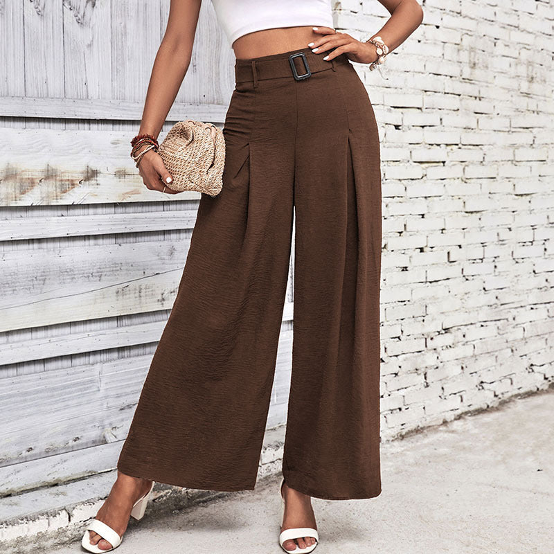 High Waist Wide Leg Casual Trousers