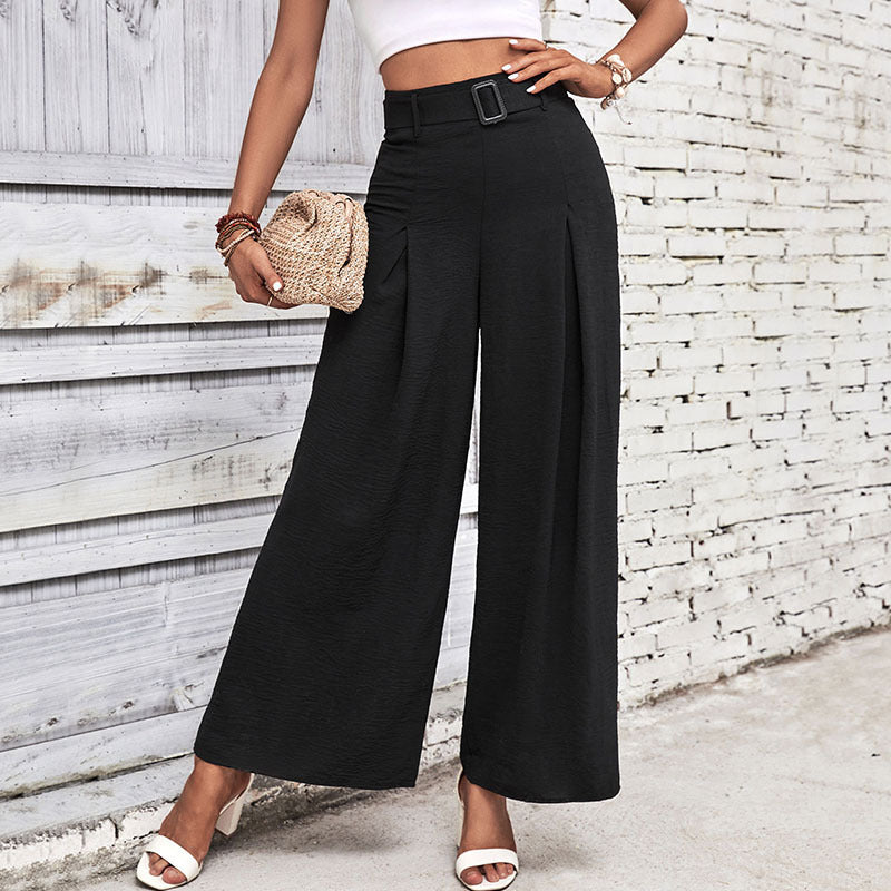 High Waist Wide Leg Casual Trousers