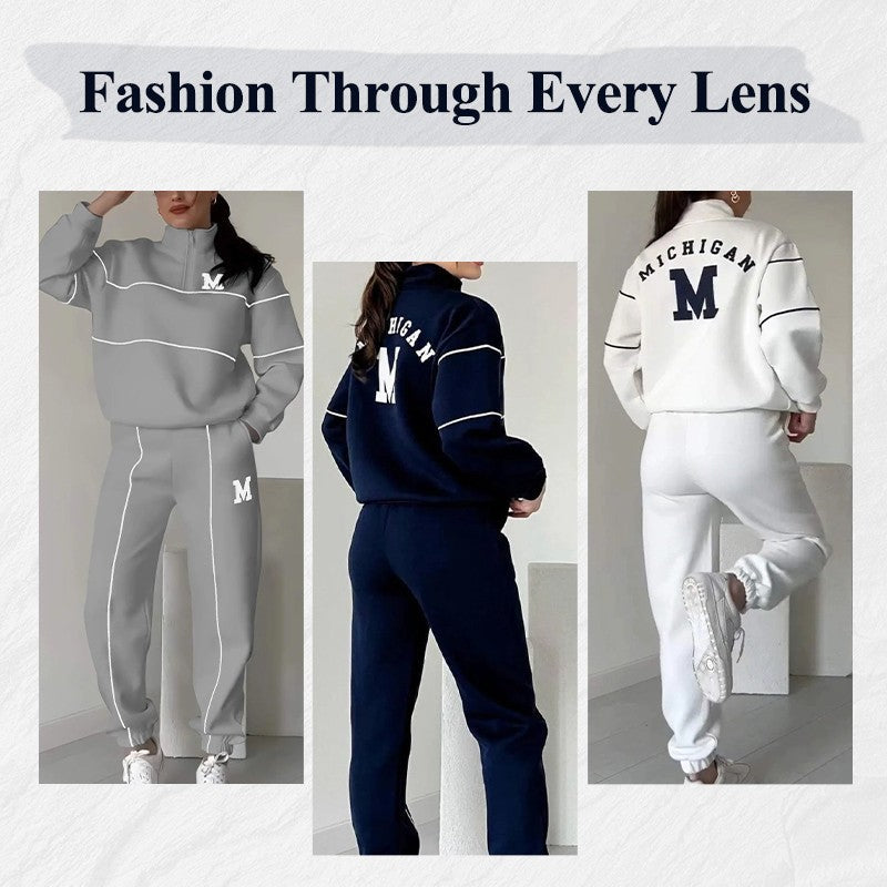 2 Piece Outfits Lounge Hoodless Pullover Sweatshirt sets