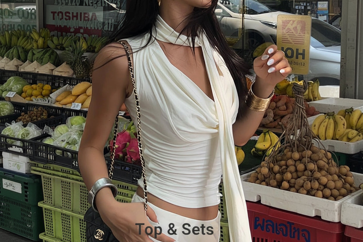 Gilet sans manches à col festonné et ruban, coupe ample