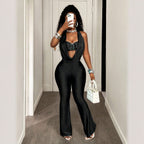 Mono Halter Sin Mangas de Cintura Alta a la Moda