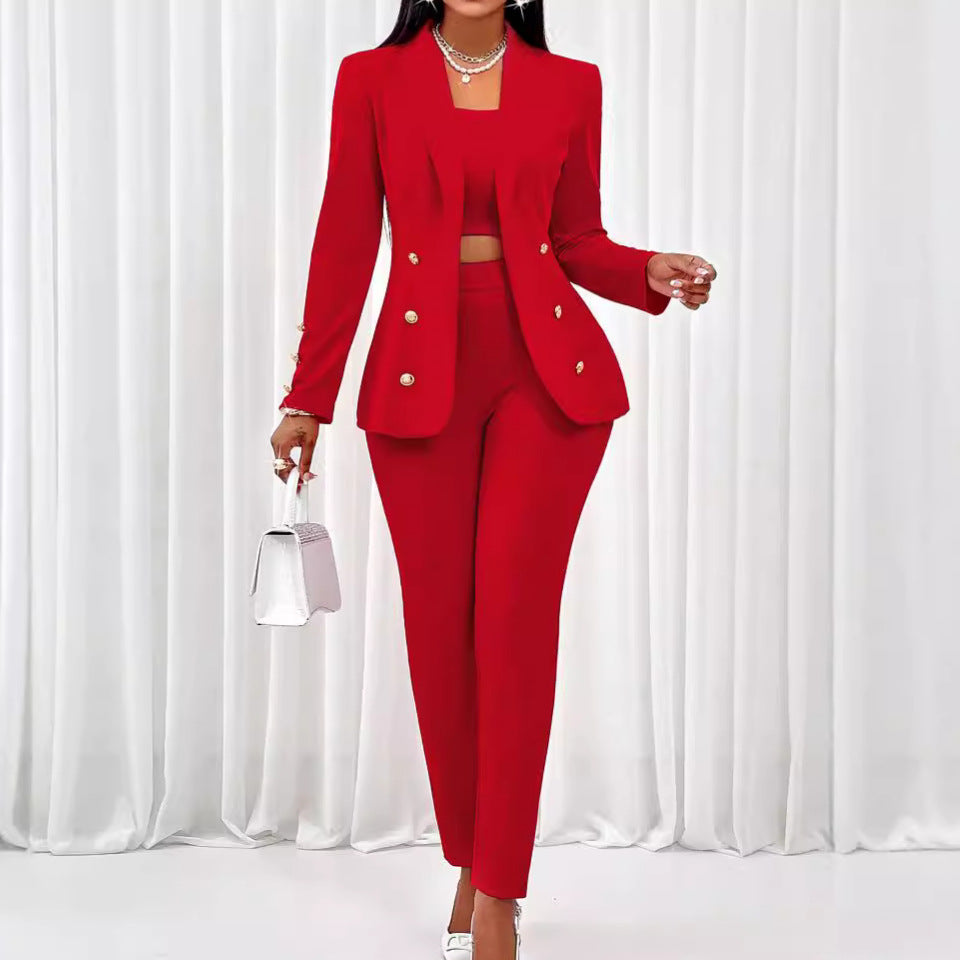 Fashion Long Sleeve Small Suit Outfit Three-piece Suit