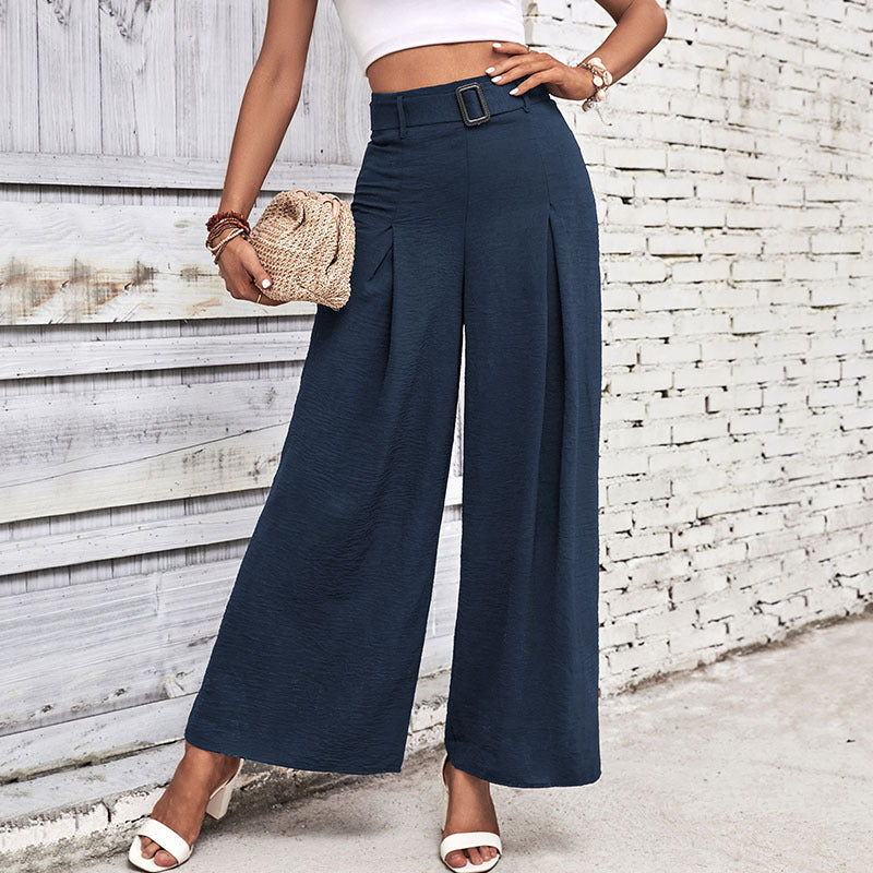 High Waist Wide Leg Casual Trousers